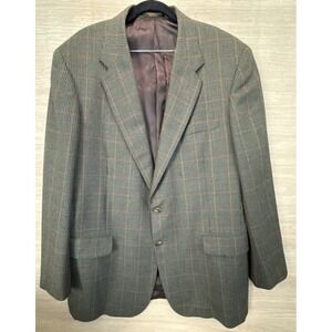 H. Freeman & Son Nordstrom Plaid Sport Coat/Jacket Green Gray Size 44 USA Made